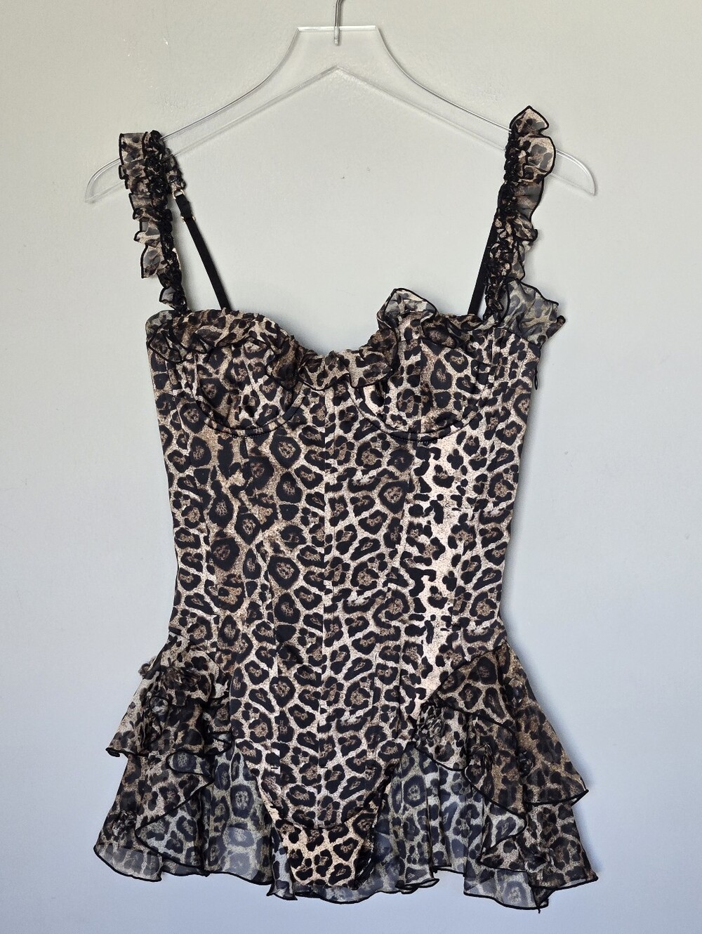 Oh Polly Caelie Ruffled Corset Romper in Leopard Festival Coachella Concert US 2 - Picture 5 of 15